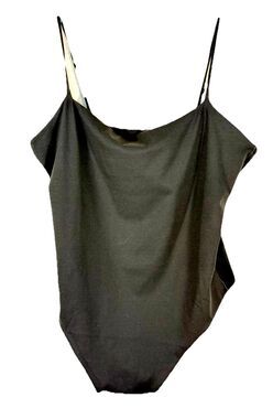 Athleta BodyMove Cami Bodysuit Black Thong Adjustable Straps Size L NWOT